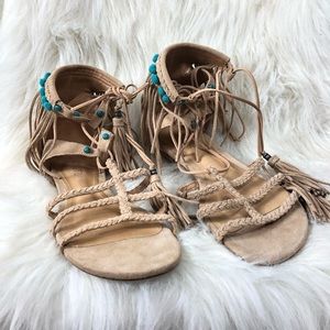 Shutz Shula fringe lace up gladiator sandals. 7.5B